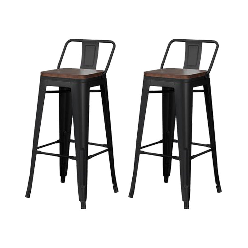 Contemporary Style Barstool Square Low Back Bar Stool with Metal Legs