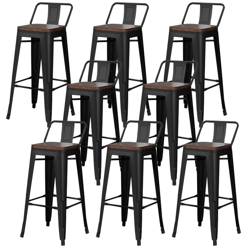Contemporary Style Barstool Square Low Back Bar Stool with Metal Legs