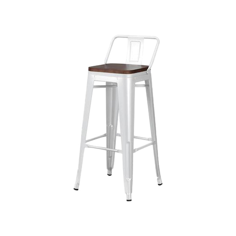 Contemporary Style Barstool Square Low Back Bar Stool with Metal Legs