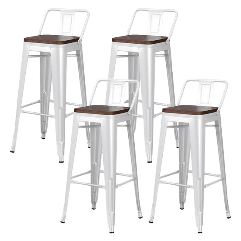 Contemporary Style Barstool Square Low Back Bar Stool with Metal Legs