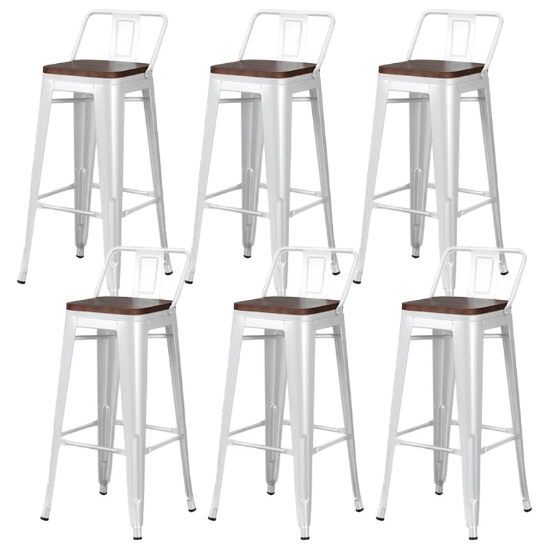 Contemporary Style Barstool Square Low Back Bar Stool with Metal Legs