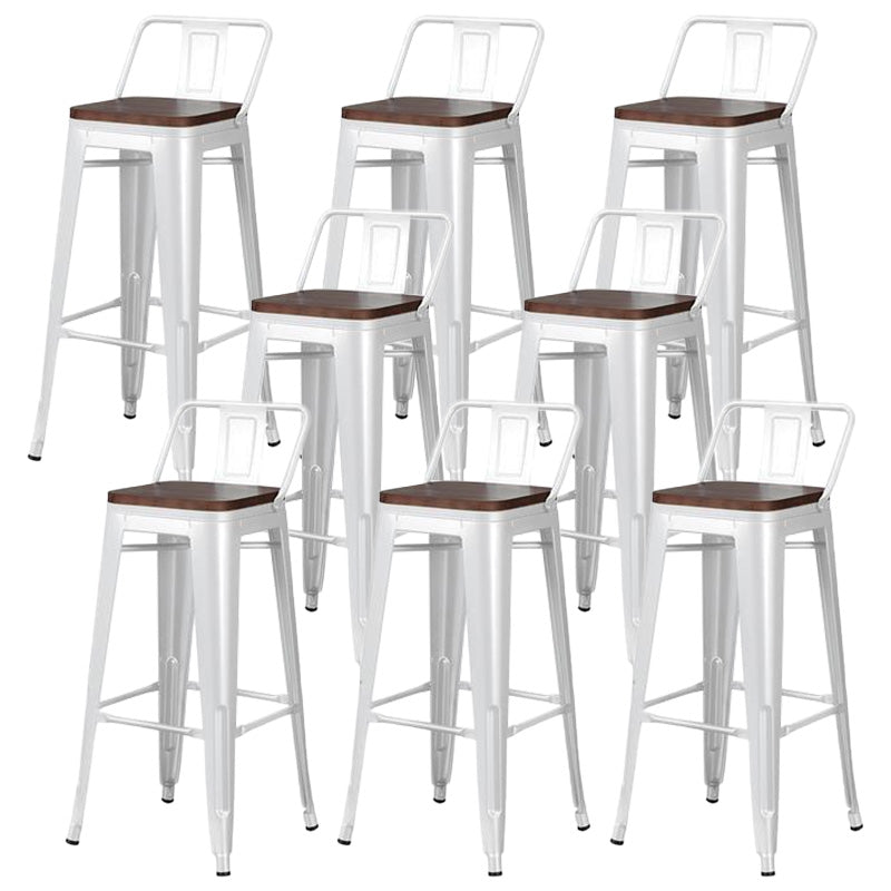 Contemporary Style Barstool Square Low Back Bar Stool with Metal Legs