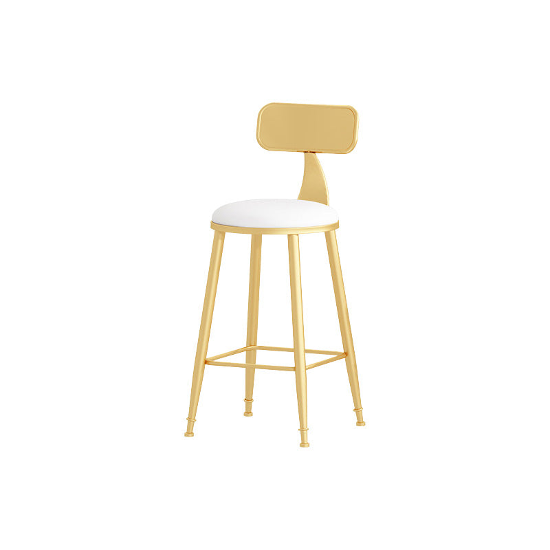 Glam Style Round Barstool Armless Low Back Bar Stool with Metal Base