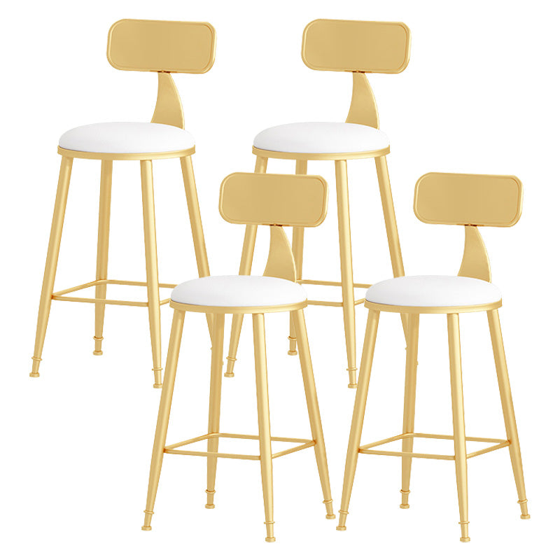 Glam Style Round Barstool Armless Low Back Bar Stool with Metal Base