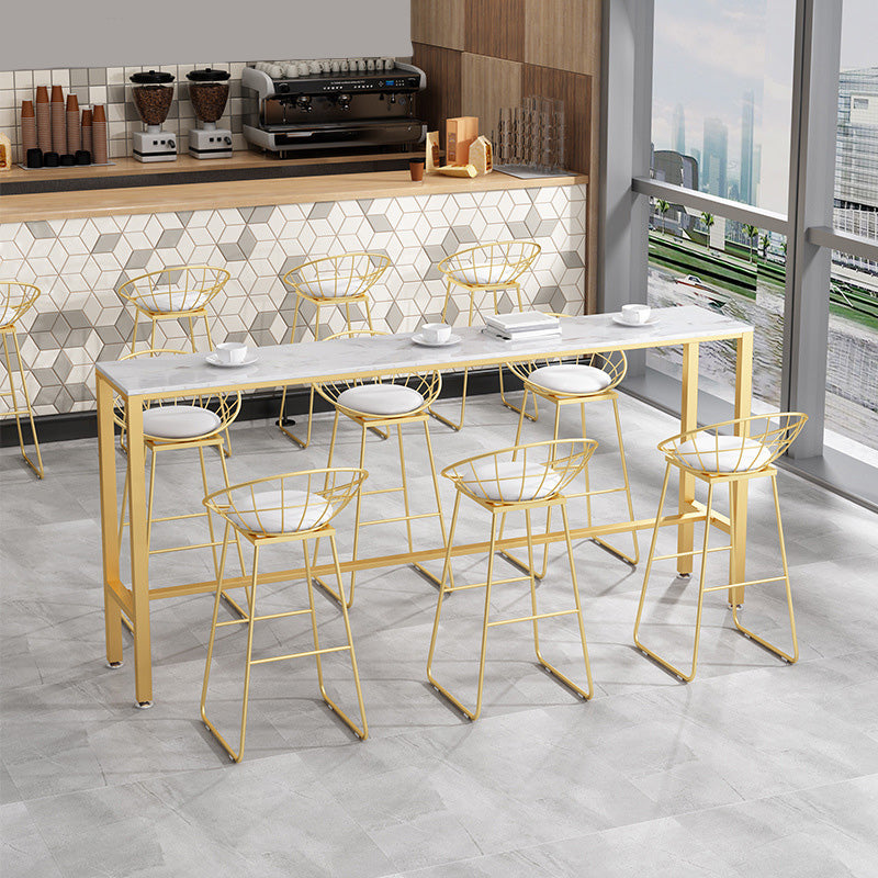 Glam Style Round Barstool Armless Low Back Bar Stool with Metal Base