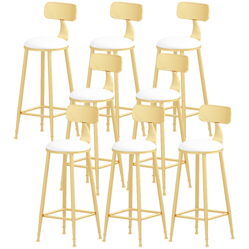 Glam Style Round Barstool Armless Low Back Bar Stool with Metal Base