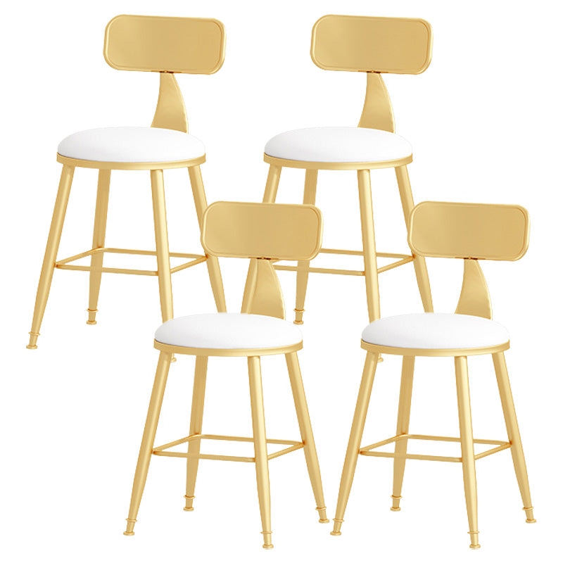 Glam Style Round Barstool Armless Low Back Bar Stool with Metal Base