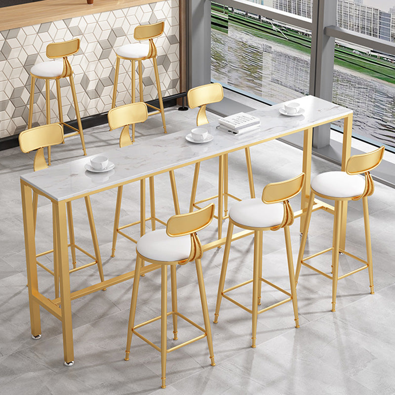 Glam Style Round Barstool Armless Low Back Bar Stool with Metal Base