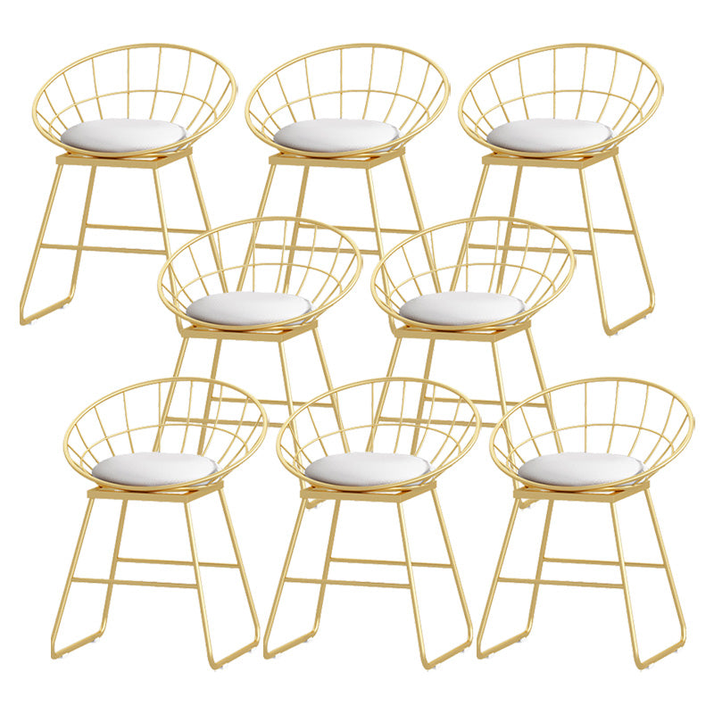 Glam Style Round Barstool Armless Low Back Bar Stool with Metal Base