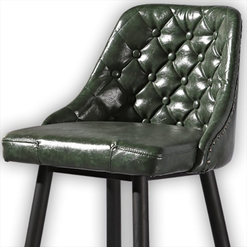 Glam Style Faux Leather Barstool Armless Low Back Bar Stool with Metal Legs