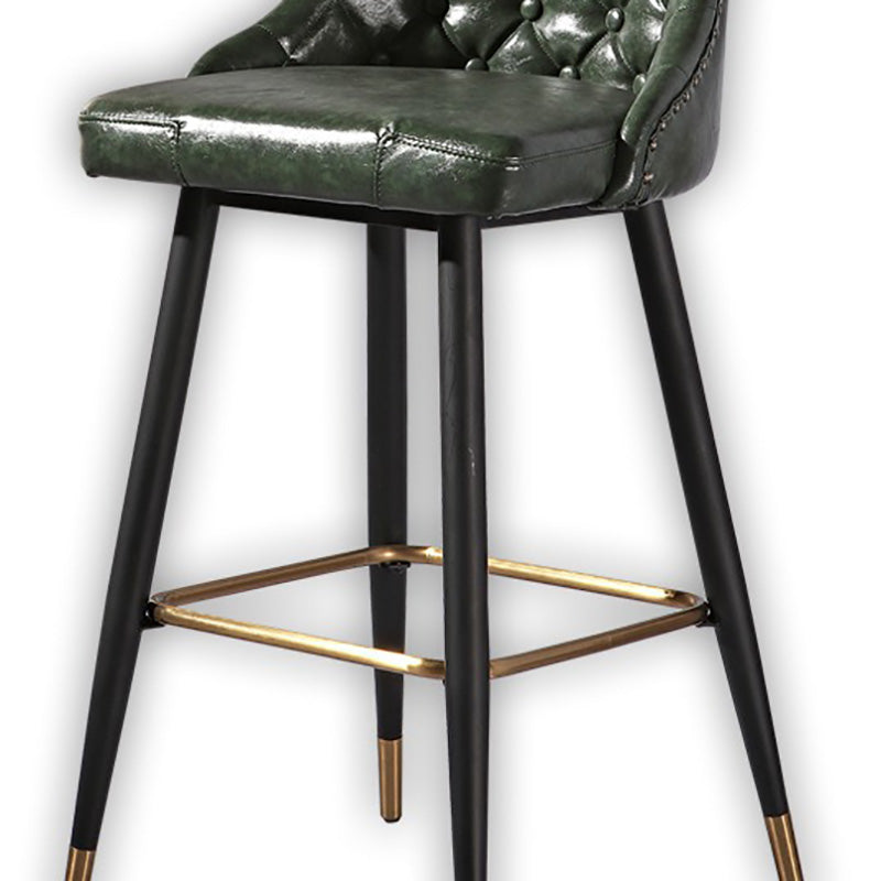 Glam Style Faux Leather Barstool Armless Low Back Bar Stool with Metal Legs