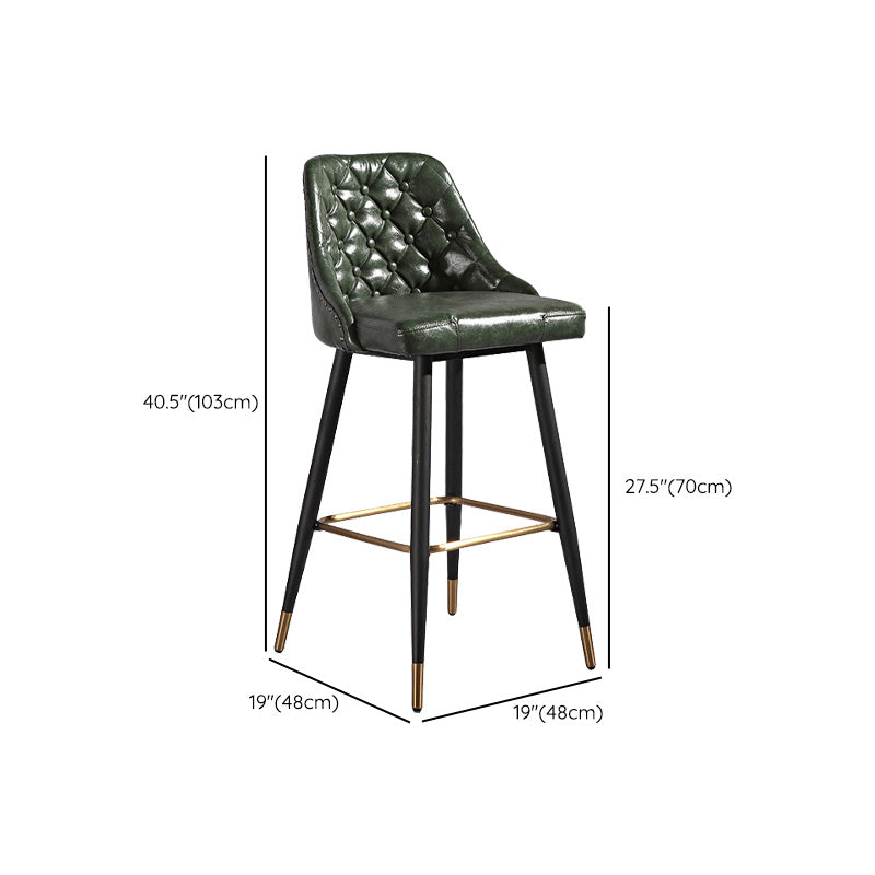 Glam Style Faux Leather Barstool Armless Low Back Bar Stool with Metal Legs