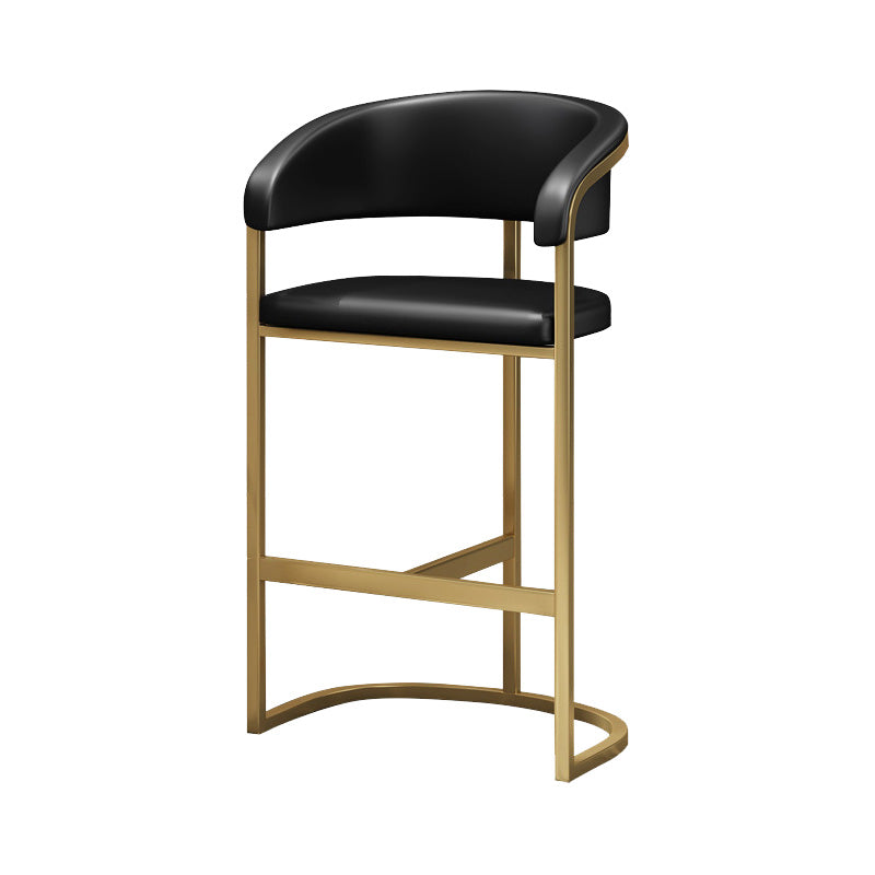 Glam Style Faux Leather Barstool Low Back Bar Stool with Gold Frame