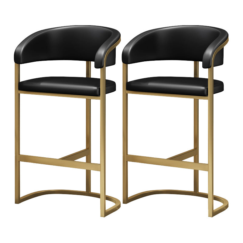 Glam Style Faux Leather Barstool Low Back Bar Stool with Gold Frame