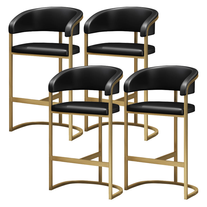Glam Style Faux Leather Barstool Low Back Bar Stool with Gold Frame