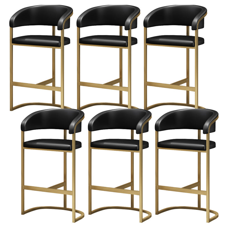 Glam Style Faux Leather Barstool Low Back Bar Stool with Gold Frame