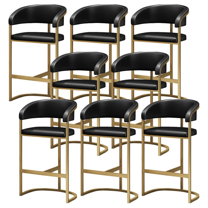 Glam Style Faux Leather Barstool Low Back Bar Stool with Gold Frame