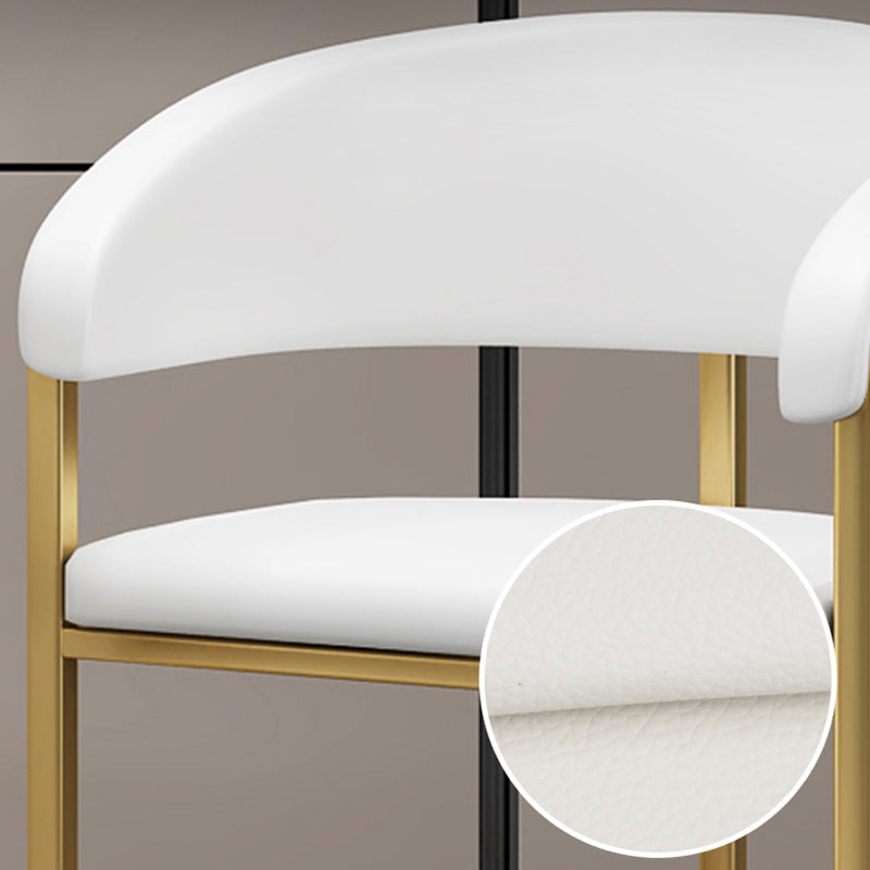 Glam Style Faux Leather Barstool Low Back Bar Stool with Gold Frame