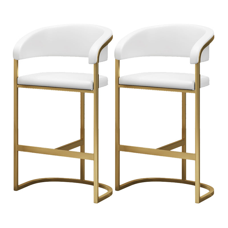 Glam Style Faux Leather Barstool Low Back Bar Stool with Gold Frame