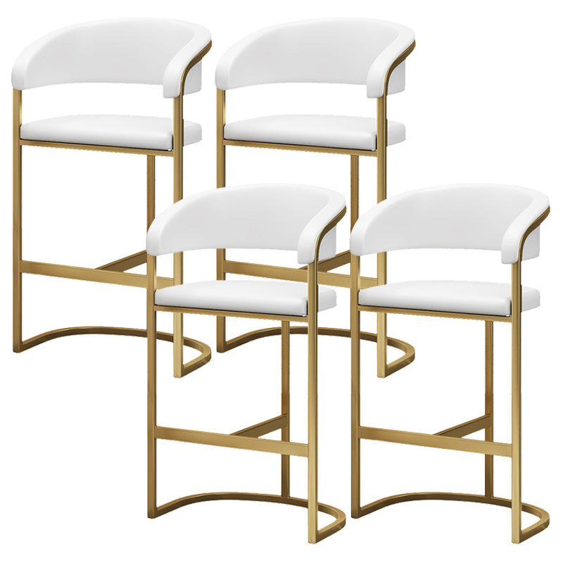 Glam Style Faux Leather Barstool Low Back Bar Stool with Gold Frame