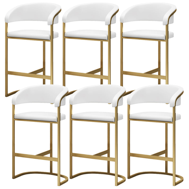 Glam Style Faux Leather Barstool Low Back Bar Stool with Gold Frame