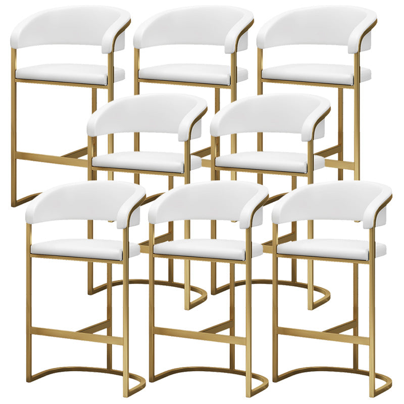 Glam Style Faux Leather Barstool Low Back Bar Stool with Gold Frame