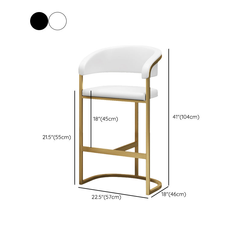 Glam Style Faux Leather Barstool Low Back Bar Stool with Gold Frame