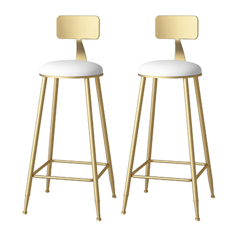 Glam Style Upholstered Barstool Round Low Back Bar Stool with Gold Frame