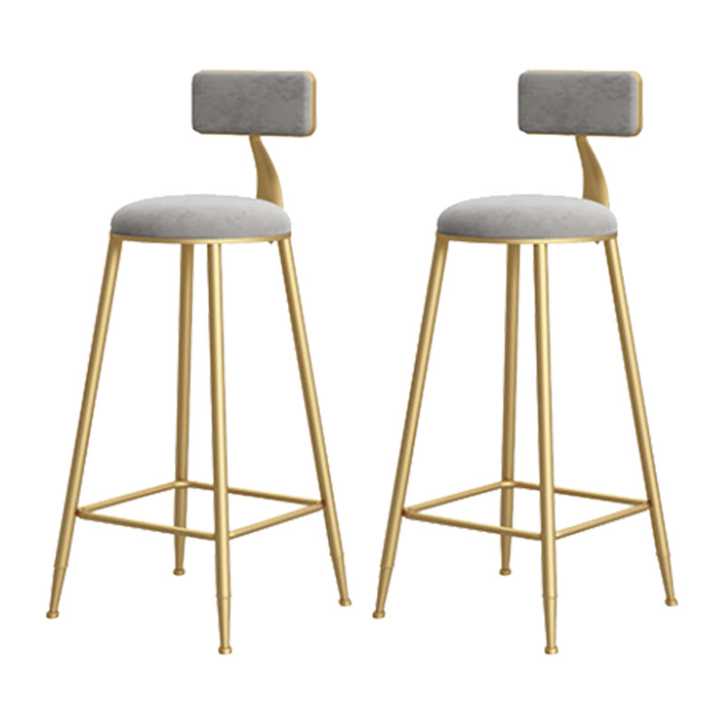 Glam Style Upholstered Barstool Round Bar Height Stool with Gold Frame