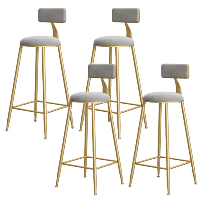Glam Style Upholstered Barstool Round Bar Height Stool with Gold Frame