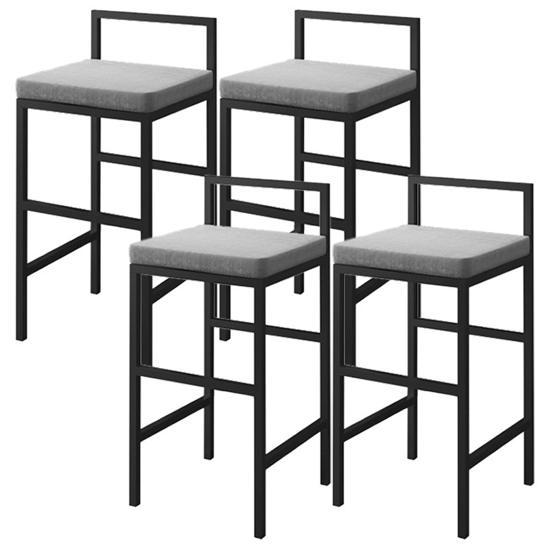 Glam Style Upholstered Barstool Square Bar Height Stool for Living Room