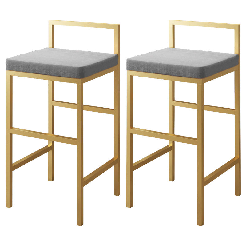 Glam Style Upholstered Barstool Square Bar Height Stool for Living Room