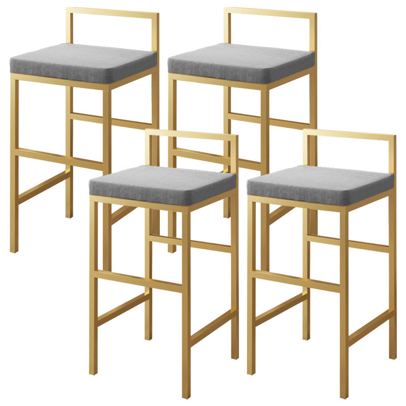 Glam Style Upholstered Barstool Square Bar Height Stool for Living Room