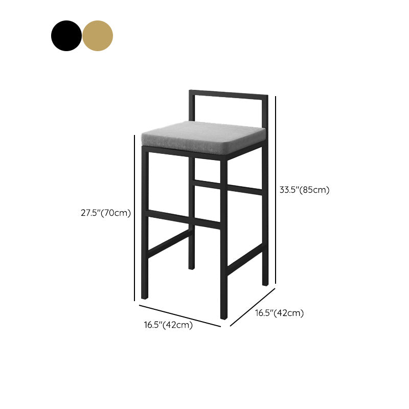 Glam Style Upholstered Barstool Square Bar Height Stool for Living Room