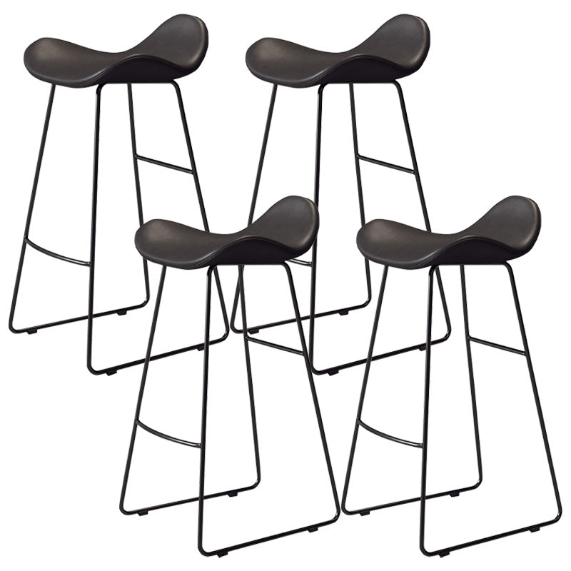 Glam Style Faux Leather Barstool Armless Bar Stool for Living Room