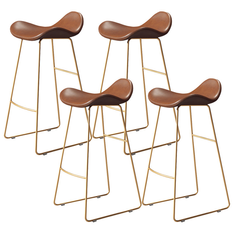 Glam Style Faux Leather Barstool Armless Bar Stool for Living Room