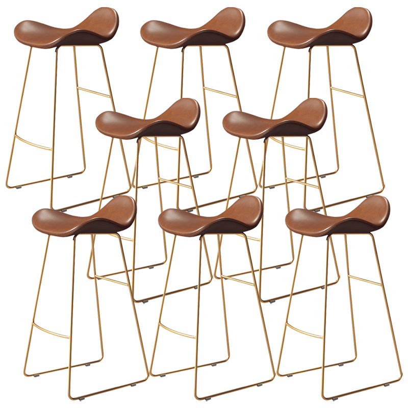 Glam Style Faux Leather Barstool Armless Bar Stool for Living Room