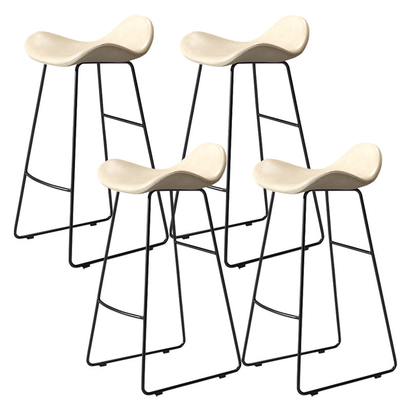 Glam Style Faux Leather Barstool Armless Bar Stool for Living Room