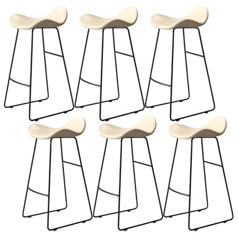 Glam Style Faux Leather Barstool Armless Bar Stool for Living Room