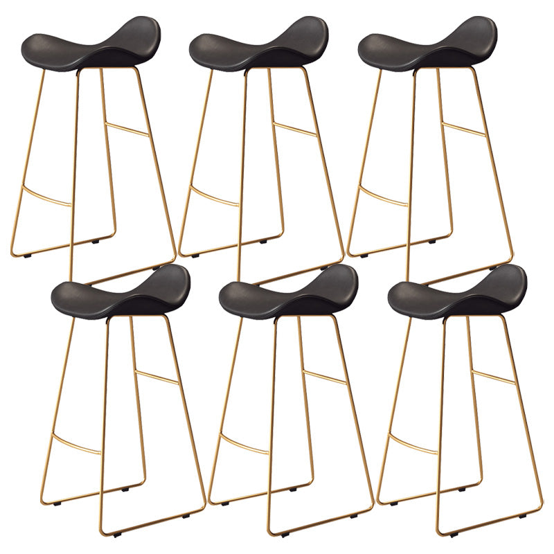 Glam Style Faux Leather Barstool Armless Bar Stool for Living Room