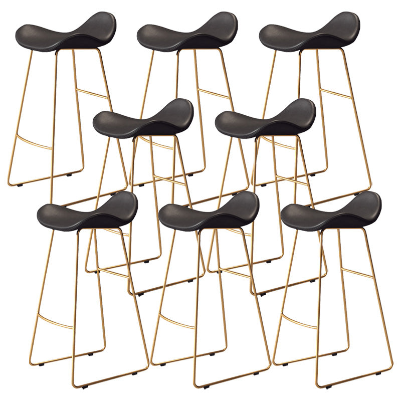 Glam Style Faux Leather Barstool Armless Bar Stool for Living Room