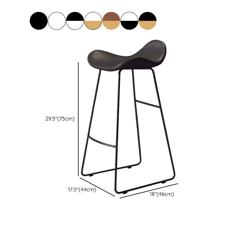 Glam Style Faux Leather Barstool Armless Bar Stool for Living Room