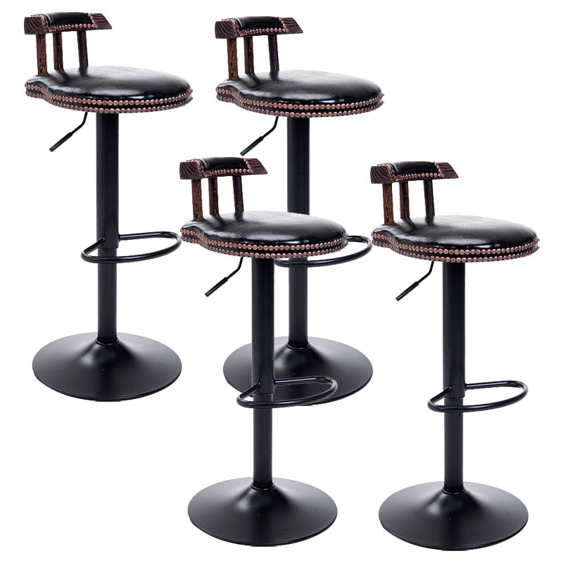 Industrial Leather Counter Height Stools Adjustable Height Bar Stool