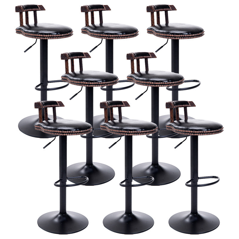 Industrial Leather Counter Height Stools Adjustable Height Bar Stool