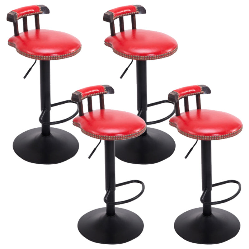Industrial Leather Counter Height Stools Adjustable Height Bar Stool
