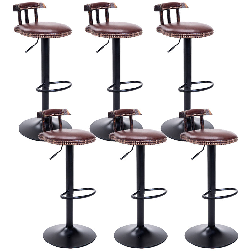 Industrial Leather Counter Height Stools Adjustable Height Bar Stool