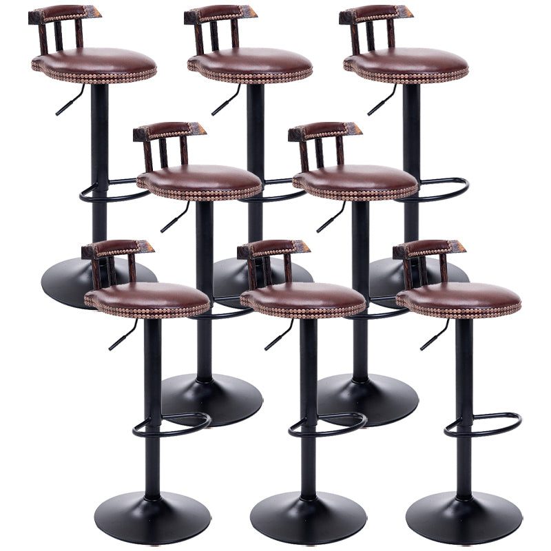 Industrial Leather Counter Height Stools Adjustable Height Bar Stool