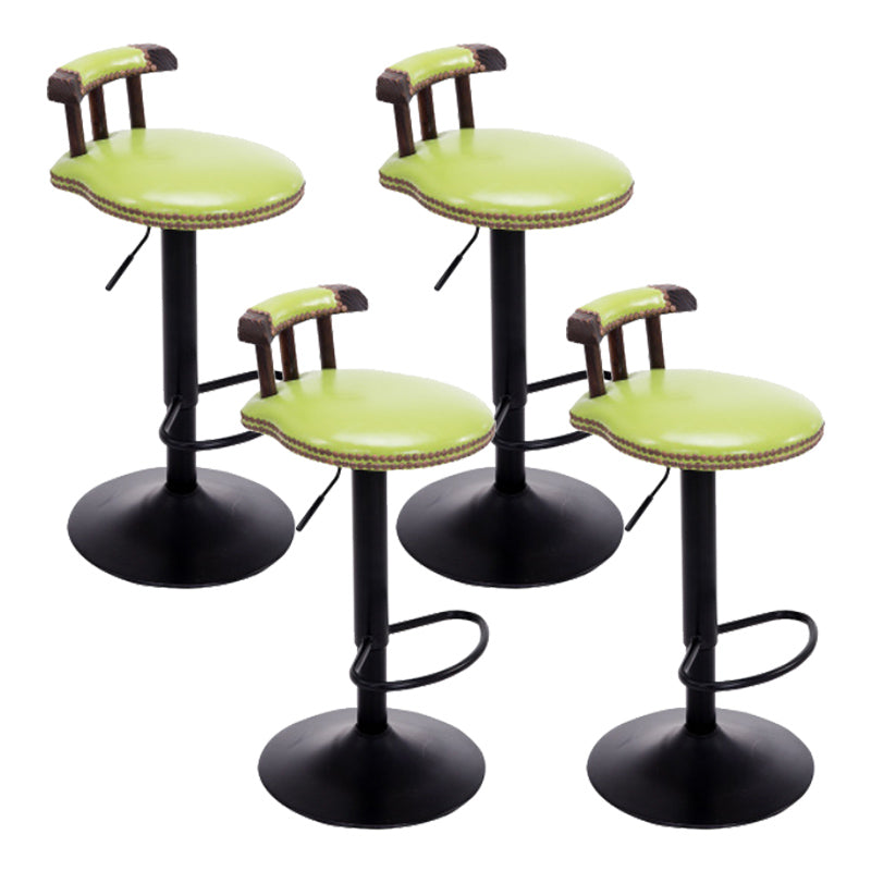 Industrial Leather Counter Height Stools Adjustable Height Bar Stool