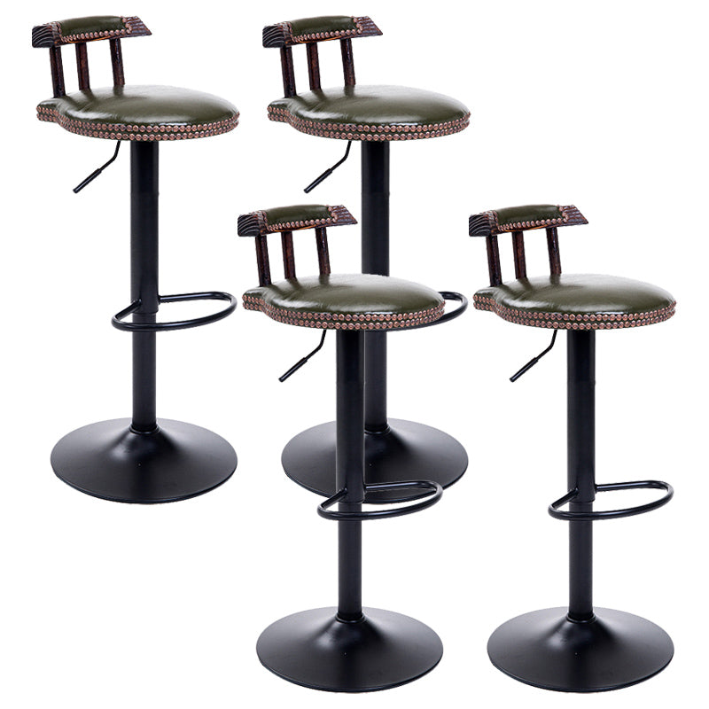 Industrial Leather Counter Height Stools Adjustable Height Bar Stool