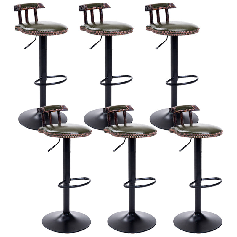 Industrial Leather Counter Height Stools Adjustable Height Bar Stool